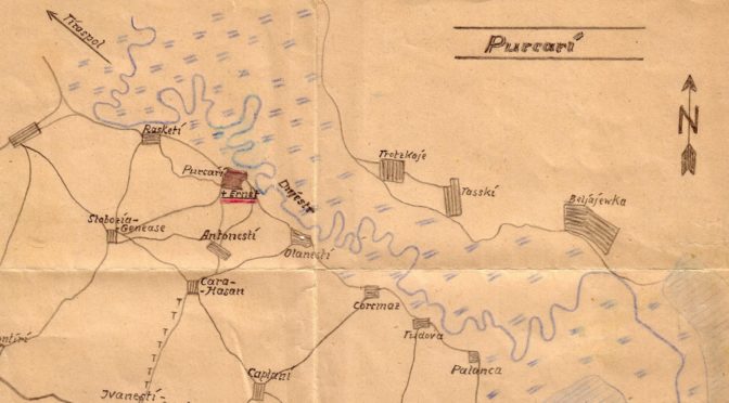 Karte mit letzter Ruhestätte von Ernst Weber, welcher am 29.04.1944 in Purkari am Dnjestr gefallen ist.